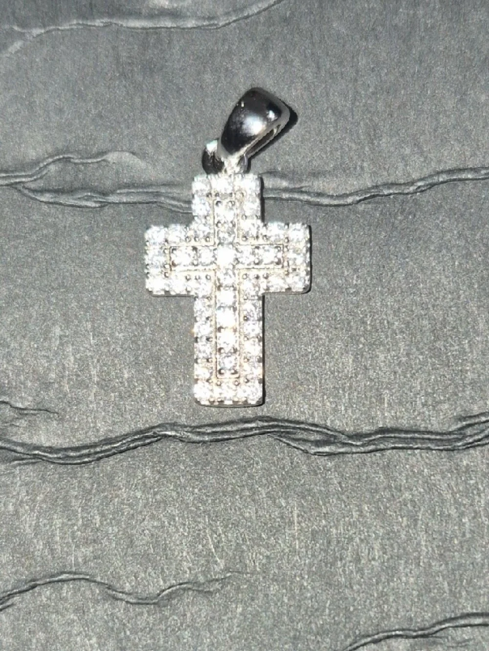Sterling Silver Moissanite Cross Pendant in Silver - Picture 1 of 3